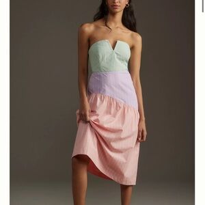 Maeve Colorblock Strapless Midi Dress